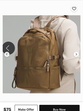 lululemon athletica Tan Backpack with Front Zip Pocket